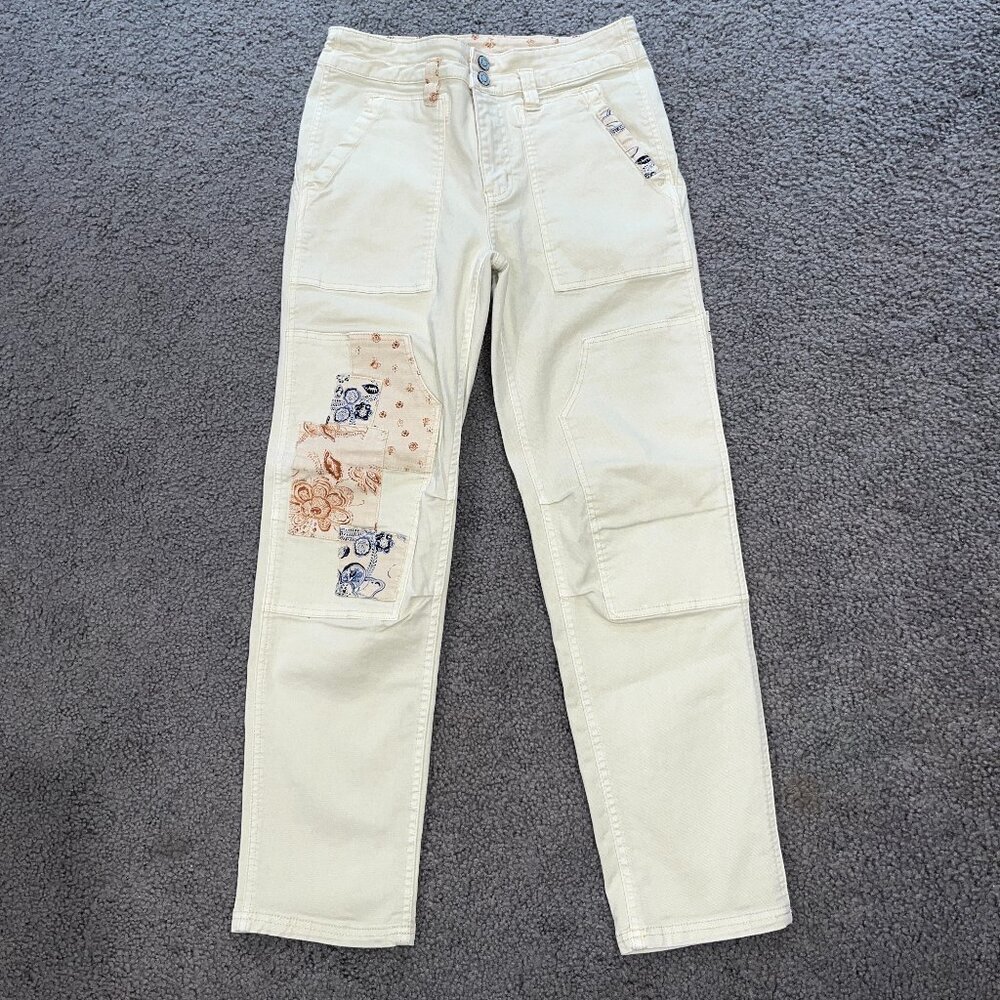 Pilcro Gold and Blue Straight Leg Jeans